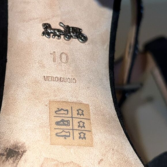 Coach Black Suede Ankle Strap Heels Sandals Size 10 - Picture 5 of 5